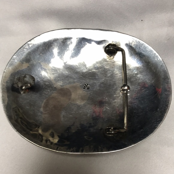Vintage Navajo Turquoise Sterling Silver Buckle Signed VJB Violet& Jeffrey Begay - Picture 5 of 8